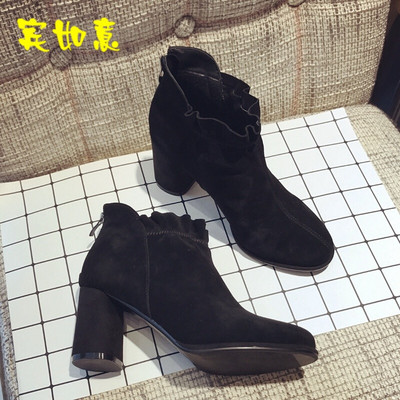 潮流之选 韩版秋新款全磨砂短靴，百搭粗跟及裸靴引领时尚